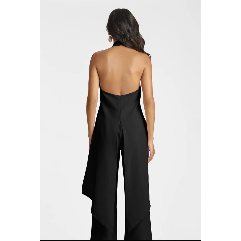 NWT Sachin & Babi Sabrina Halter Neck Top Black Draped Sleeveless Blouse Sz 14 - Picture 4 of 5